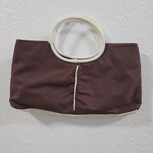 Victoria’s Secret Brown White Handle Tote Purse Bag Vintage Style Medium Y2K